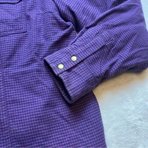 L.L. Bean Purple and Black Checked/Plaid Lined Shacket Size Large - Picture 11 of 14